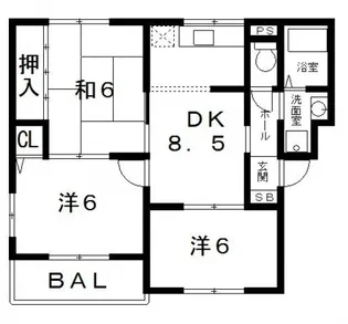 ニューリバーサイド八尾南B【3階】の間取り
