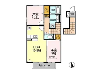 サニーハイツ花棚B棟【2階】の間取り