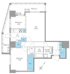 南麻布仙台坂レジデンス【8階】の間取り