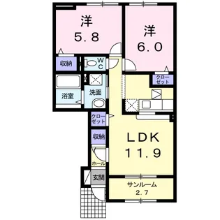 アンファミーユIII【1階】の間取り