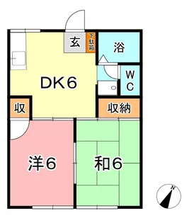 宮原コーポ大橋【1階】の間取り