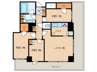 パ-クタワ-芝浦ベィワ-ドア-バンウィング【27階】の間取り