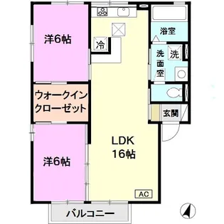 ガーデンコート車A棟【2階】の間取り