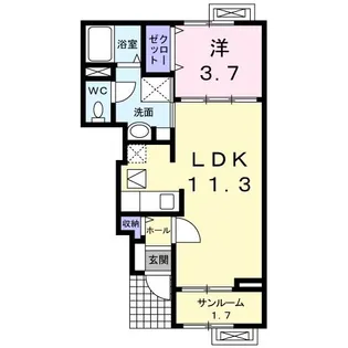 サン・ヒルズB【1階】の間取り