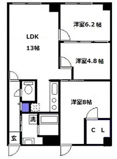 北條ビル【5階】の間取り