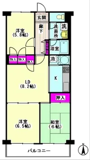 レック東多摩川スカイハイツ1号館【4階】の間取り
