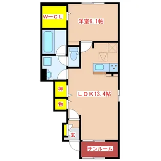 セレーノサンドウI【1階】の間取り