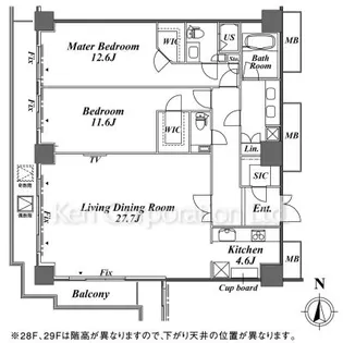 パシフィックロイヤルコートみなとみらいアーバンタワー【27階】の間取り