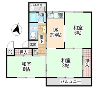 鶴甲コーポ11号棟 「3階角部屋 DIY賃貸」【3階】の間取り