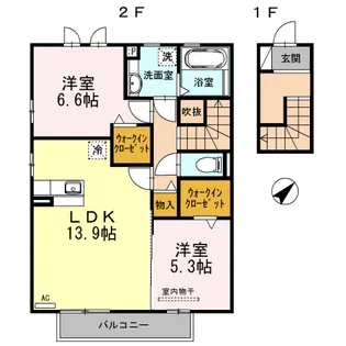 エスポワールルシエ【2階】の間取り