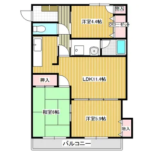 カヤバプラザA【2階】の間取り