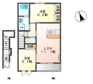 プランドール大街道II【2階】の間取り