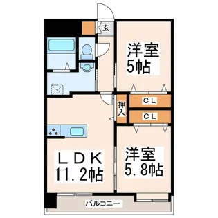 2LDKの間取り画像