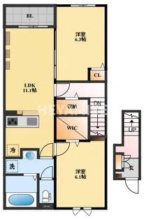 エイティエイト富の原II【2階】の間取り