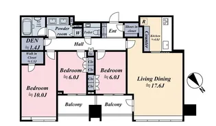 シティタワー麻布十番【35階】の間取り