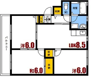 クレアシオン海田南【1階】の間取り