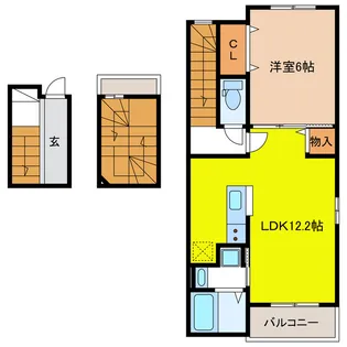 岐阜県大垣市外渕2【アパート】の間取り