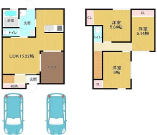 京都府京田辺市興戸地蔵谷【一戸建】の間取り
