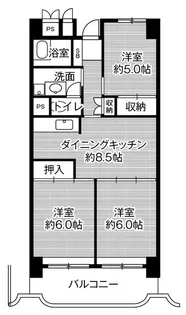 ビレッジハウス岐阜タワー1号棟【9階】の間取り