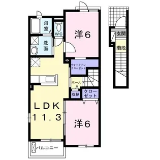 スカイウイングE【2階】の間取り