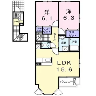 アイリー ジャミン B【2階】の間取り