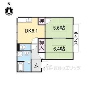 ツインハイムB【1階】の間取り