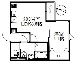 メゾンソレイユ久留米A【2階】の間取り