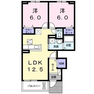 ボヌールKM A【1階】の間取り
