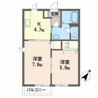シェソワA【2階】の間取り