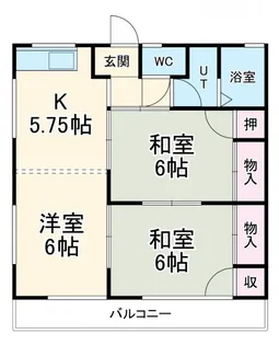 栗木山ハイツ1棟【1階】の間取り