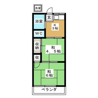 第6田中荘【2階】の間取り