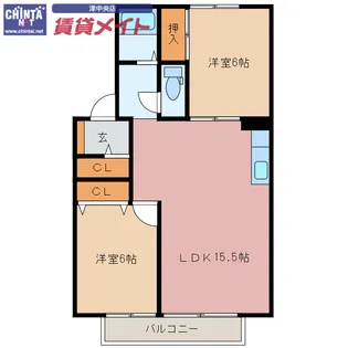 セジュール上浜【2階】の間取り