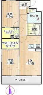 Lusora Osato(ルソーラ オオサト)【1階】の間取り