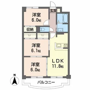 パークサイド琵琶里【3階】の間取り
