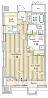 MOMENTO SHIODOME【15階】の間取り