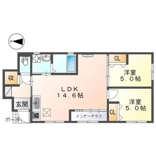ミルプランタン宮の町【1階】の間取り