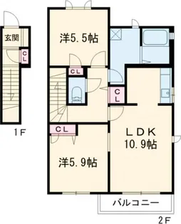 雪月花 6番館【2階】の間取り