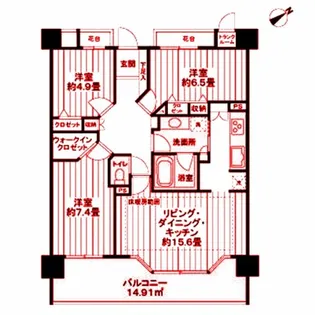 ライオンズヴィアーレ港北ニュータウン【7階】の間取り