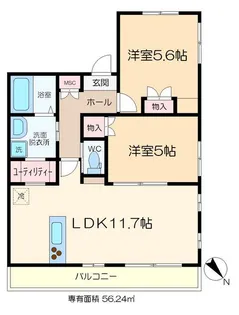 メリーハイム古石場【4階】の間取り