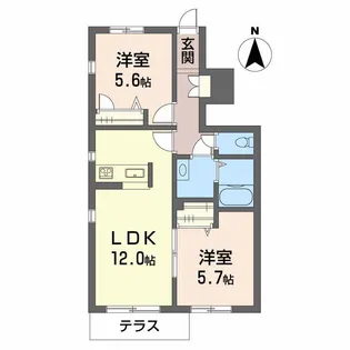 プロヌーブ鳴門【1階】の間取り
