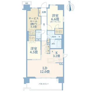 アールブラン横浜仲町台【6階】の間取り
