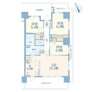クレヴィアタワー目黒不動前【18階】の間取り