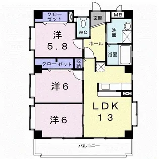ヒーローかなぐすく【2階】の間取り