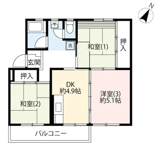UR鶴川【5階】の間取り