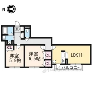 シャーメゾン御室【1階】の間取り