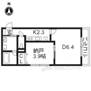 ブランネージュ二条城北【3階】の間取り