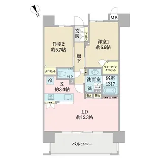 ブランシエラ那覇曙プレミスト【2階】の間取り