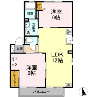 山梨県甲府市塩部2【アパート】の間取り