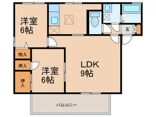 クレールコートB【1階】の間取り
