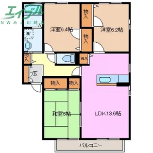 サンポート松寺E棟【1階】の間取り